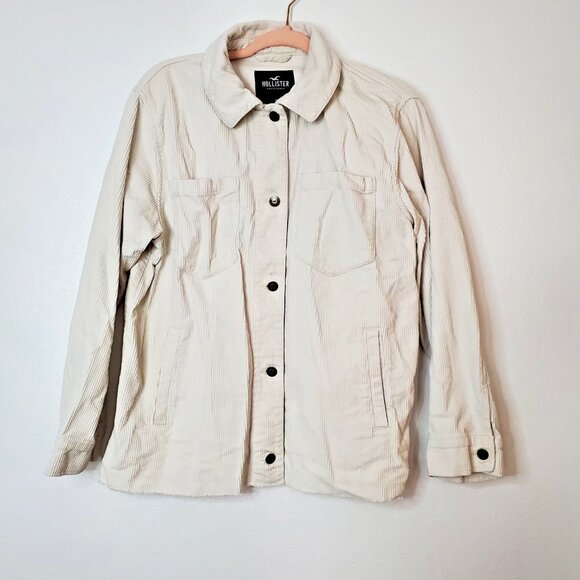 Hollister Tops - Hollister Women's Shacket Size M Corduroy Cream Layering Piece Loose Fit